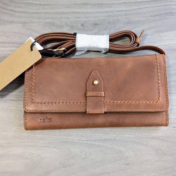 Crossbody Wallet Wristlet Purse Vegan Leather Brown - Picture 3 of 9